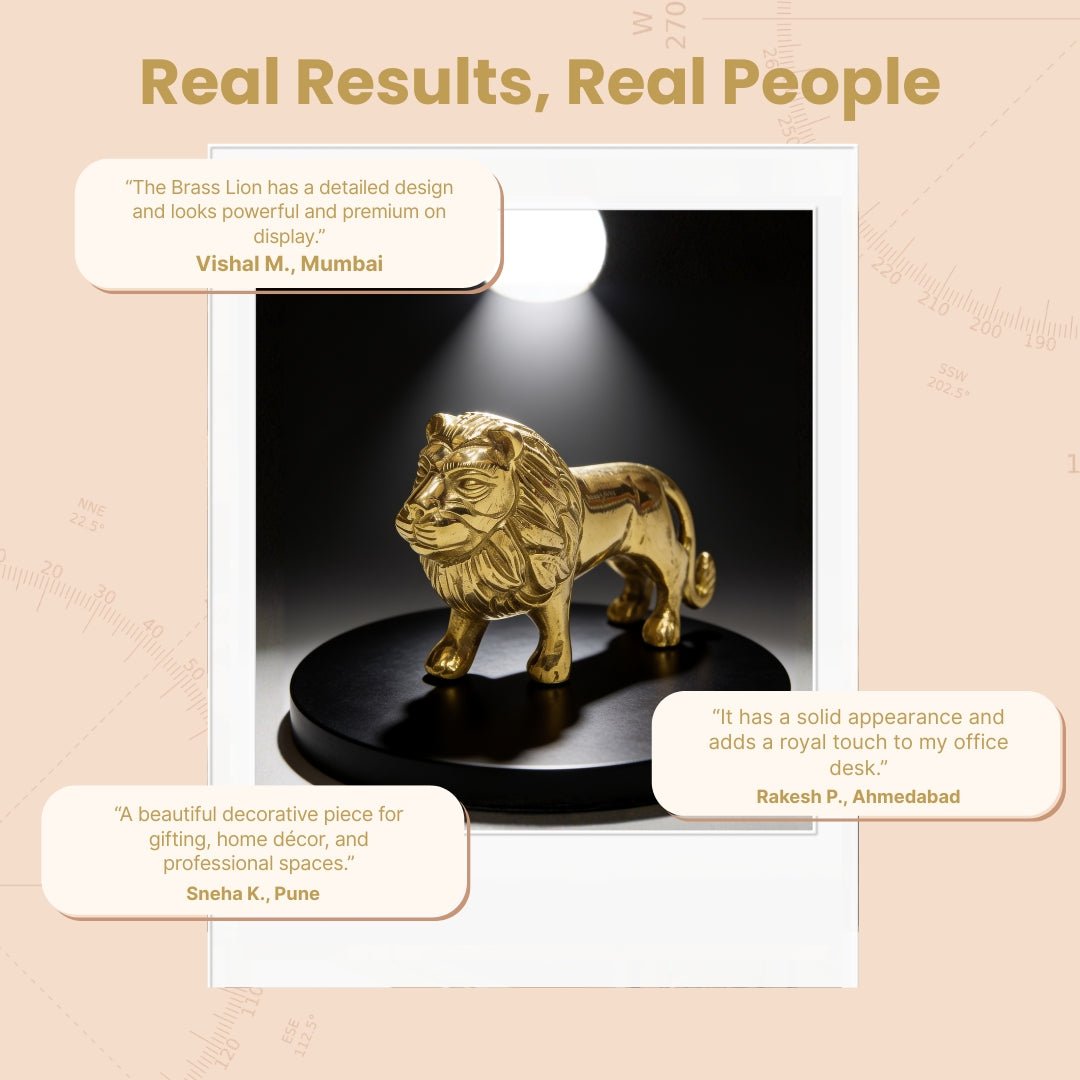 Brass Lion Statue Feng Shui Vastu Shastra Indian Decor Handicraft and Home Decor Product - plusvalueindia