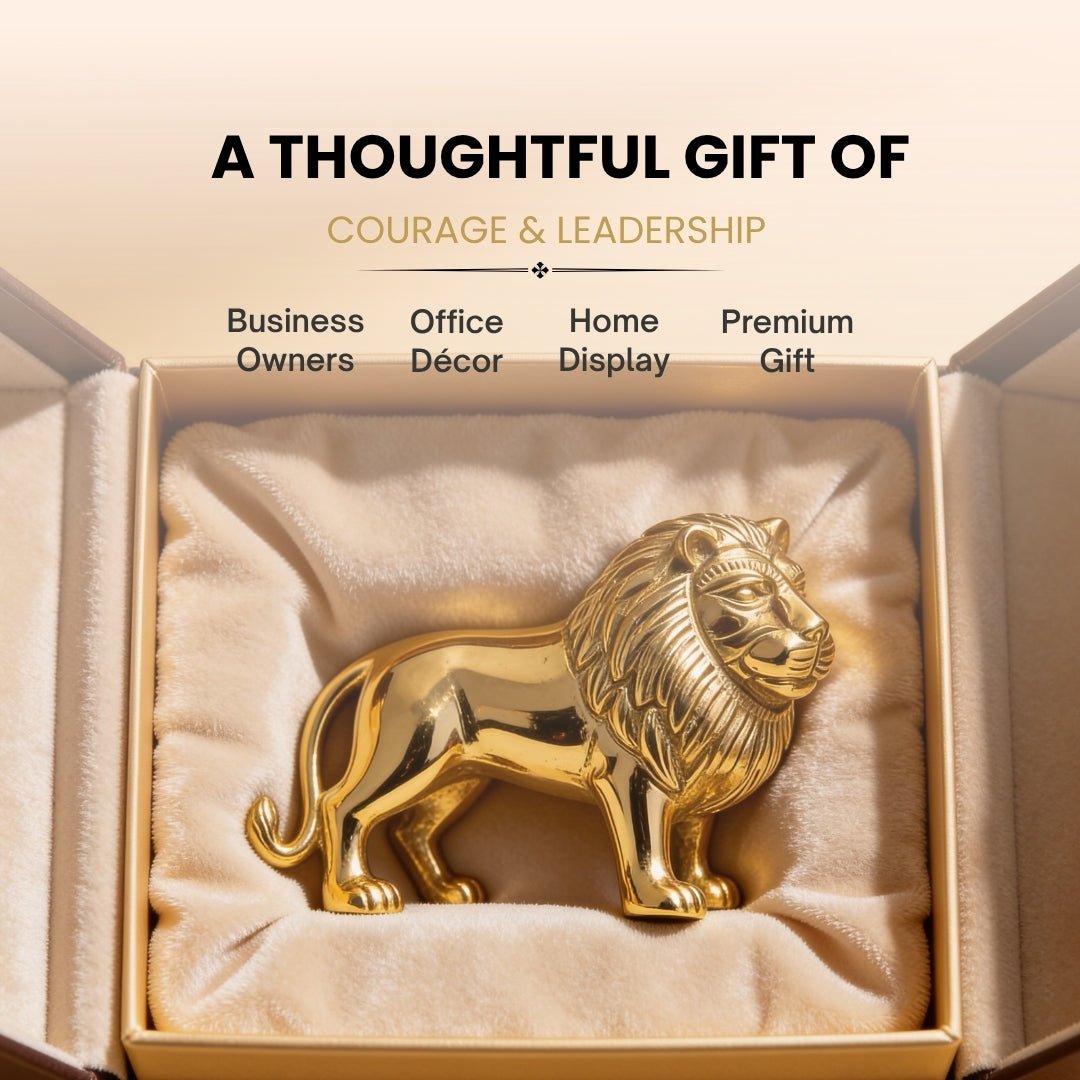 Brass Lion Statue Feng Shui Vastu Shastra Indian Decor Handicraft and Home Decor Product - plusvalueindia