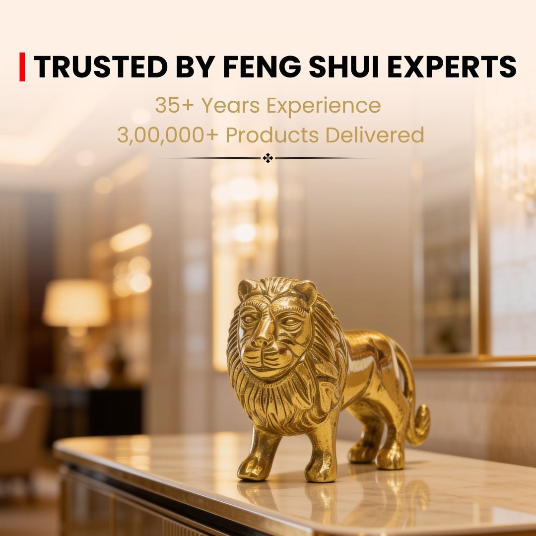 Brass Lion Statue Feng Shui Vastu Shastra Indian Decor Handicraft and Home Decor Product - plusvalueindia