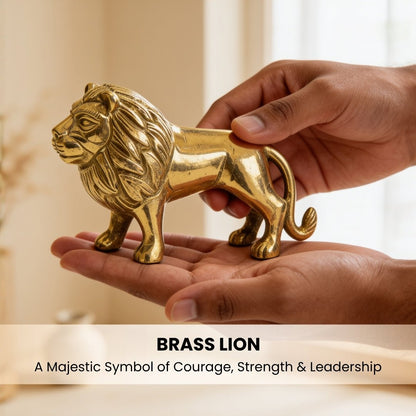 Brass Lion Statue Feng Shui Vastu Shastra Indian Decor Handicraft and Home Decor Product - plusvalueindia