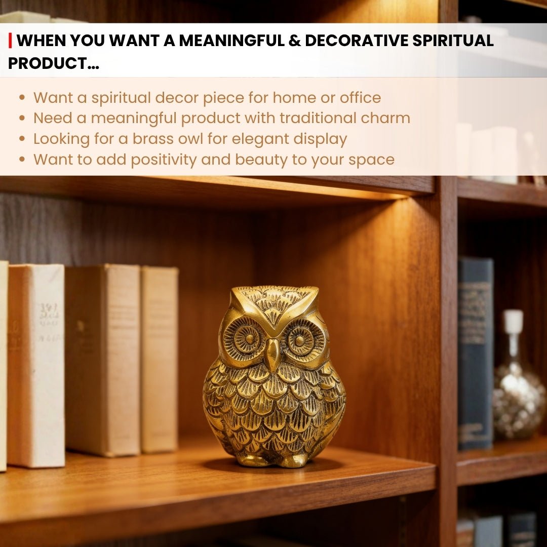 Brass Owl Handicraft Fengshui Vaastu Symbol of Good Luck, Wisdom & Protection Decorative Showpiece Statue | Home & Office Decor - plusvalueindia