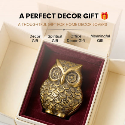 Brass Owl Handicraft Fengshui Vaastu Symbol of Good Luck, Wisdom & Protection Decorative Showpiece Statue | Home & Office Decor - plusvalueindia