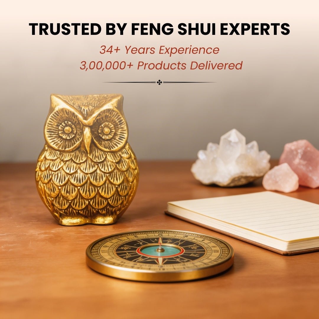 Brass Owl Handicraft Fengshui Vaastu Symbol of Good Luck, Wisdom & Protection Decorative Showpiece Statue | Home & Office Decor - plusvalueindia