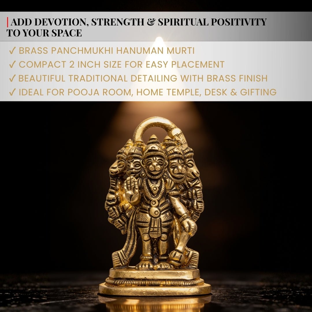 Brass Panchmukhi Mahabali Hanuman for South Facing House Vastu - plusvalueindia