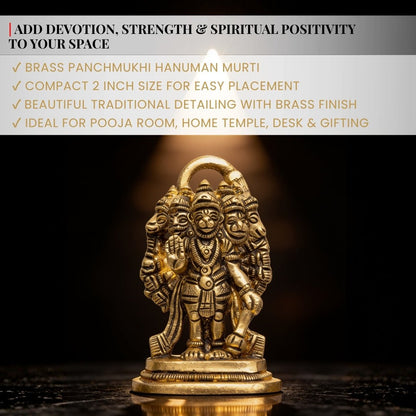 Brass Panchmukhi Mahabali Hanuman for South Facing House Vastu - plusvalueindia
