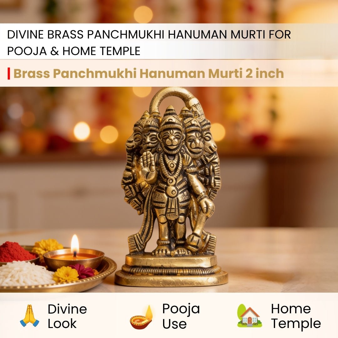 Brass Panchmukhi Mahabali Hanuman for South Facing House Vastu - plusvalueindia