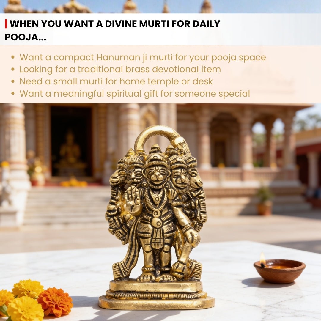 Brass Panchmukhi Mahabali Hanuman for South Facing House Vastu - plusvalueindia