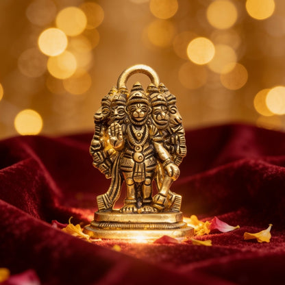 Brass Panchmukhi Mahabali Hanuman for South Facing House Vastu - plusvalueindia