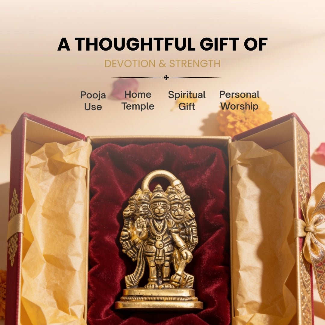 Brass Panchmukhi Mahabali Hanuman for South Facing House Vastu - plusvalueindia