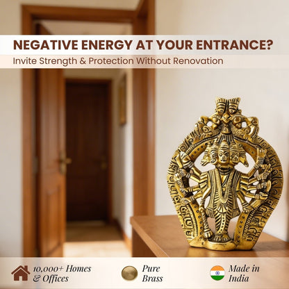 Brass Panchmukhi Hanuman Statue Murti for South, South - West Main Door Protection of Home & Office - plusvalueindia