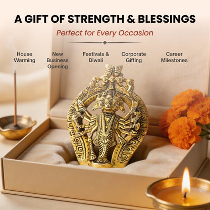 Brass Panchmukhi Hanuman Statue Murti for South, South - West Main Door Protection of Home & Office - plusvalueindia