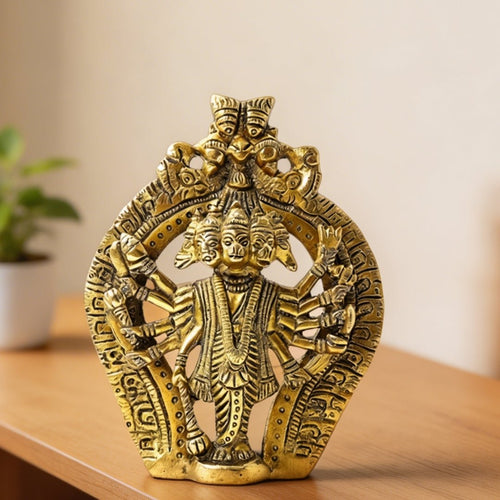 Brass Panchmukhi Hanuman Statue Murti for South, South - West Main Door Protection of Home & Office - plusvalueindia
