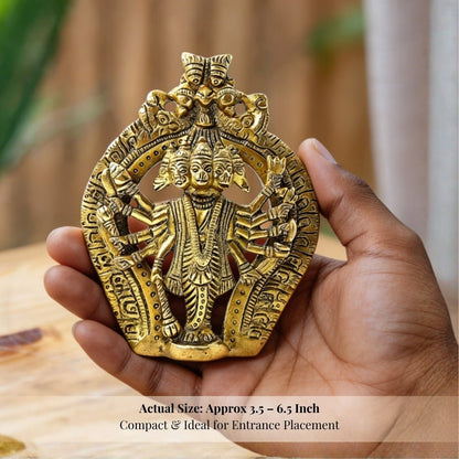 Brass Panchmukhi Hanuman Statue Murti for South, South - West Main Door Protection of Home & Office - plusvalueindia