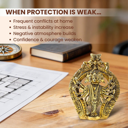 Brass Panchmukhi Hanuman Statue Murti for South, South - West Main Door Protection of Home & Office - plusvalueindia