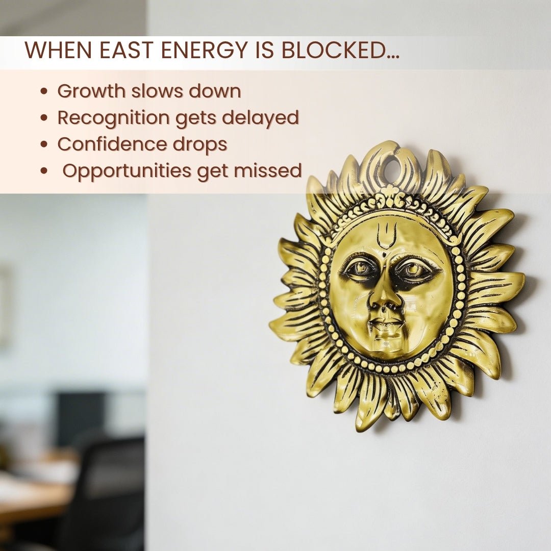 Brass Sun Face Wall Hanging – Surya Dev Idol for Vastu & Feng Shui Remedies (7.5 x 7.5 Inches) - plusvalueindia