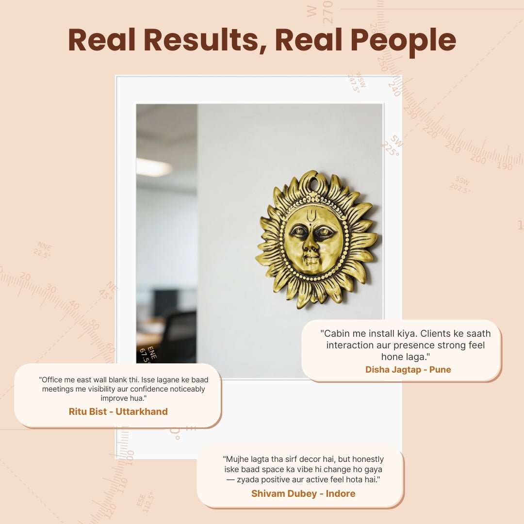 Brass Sun Face Wall Hanging – Surya Dev Idol for Vastu & Feng Shui Remedies (7.5 x 7.5 Inches) - plusvalueindia