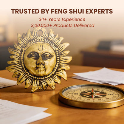 Brass Sun Face Wall Hanging – Surya Dev Idol for Vastu & Feng Shui Remedies (7.5 x 7.5 Inches) - plusvalueindia