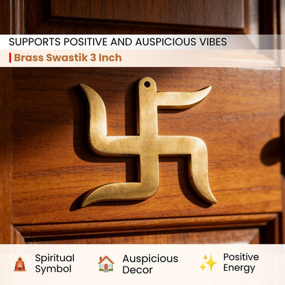 Brass Swastik for Vastu - Auspicious Good Luck Symbol & Pooja Idol for Home & Office - plusvalueindia