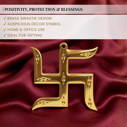 Brass Swastik for Vastu - Auspicious Good Luck Symbol for Home and Office, 3 inch - plusvalueindia