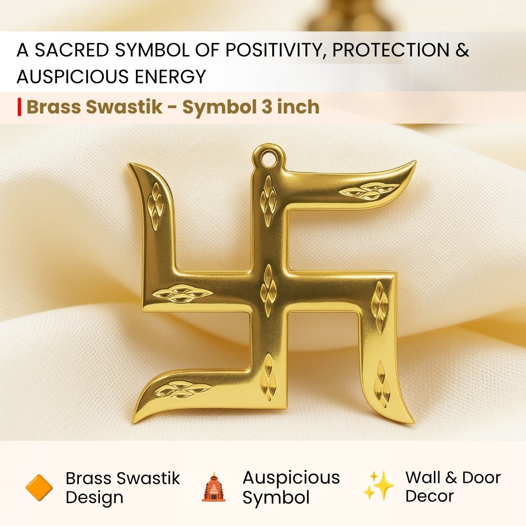 Brass Swastik for Vastu - Auspicious Good Luck Symbol for Home and Office, 3 inch - plusvalueindia