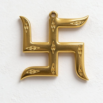 Swastik image in brass, 3 inch, arms squared and centre marked