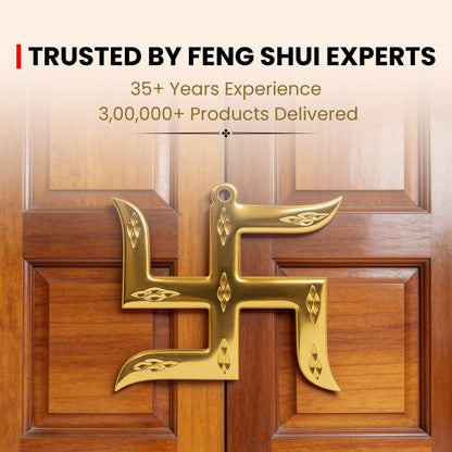 Brass Swastik for Vastu - Auspicious Good Luck Symbol for Home and Office, 3 inch - plusvalueindia
