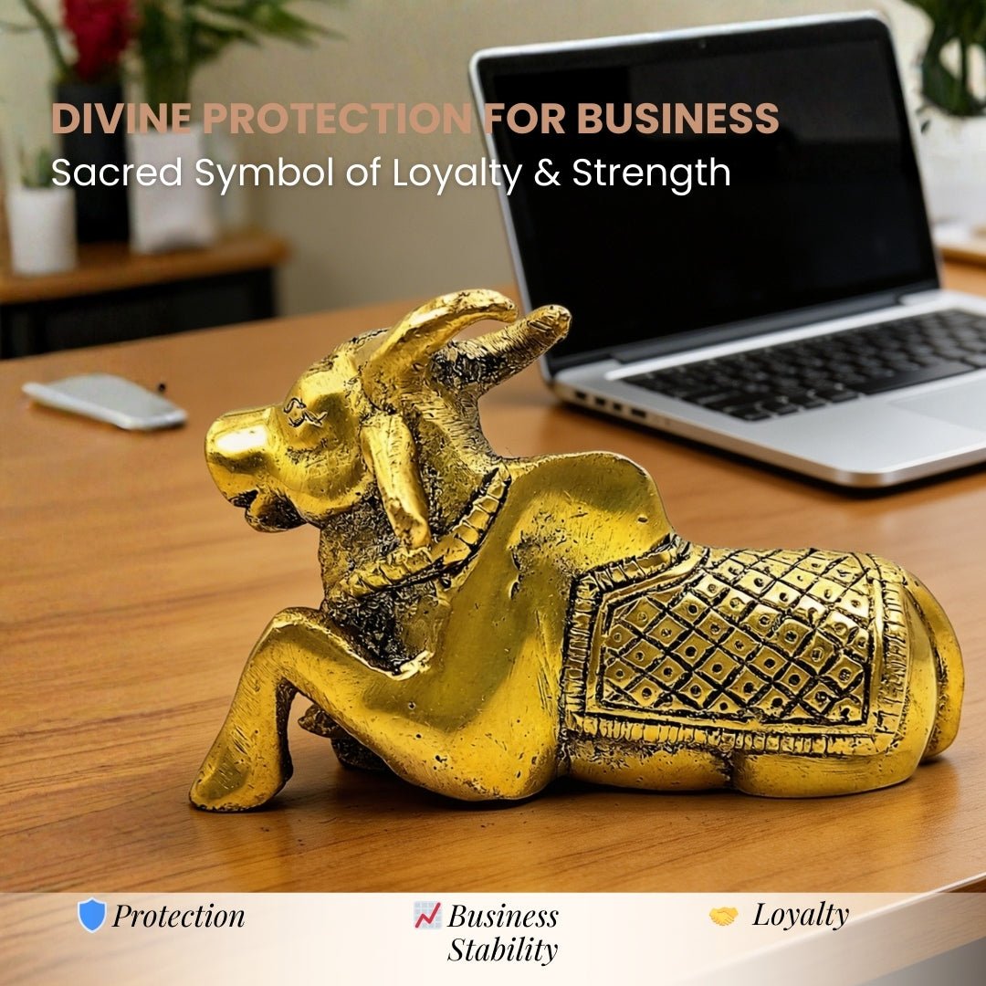 Brass Vastu Nandi Bull – Mahavastu Remedy for Business Protection and Harmony - plusvalueindia