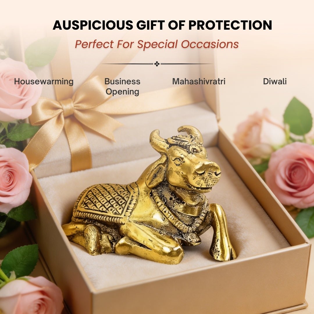 Brass Vastu Nandi Bull – Mahavastu Remedy for Business Protection and Harmony - plusvalueindia