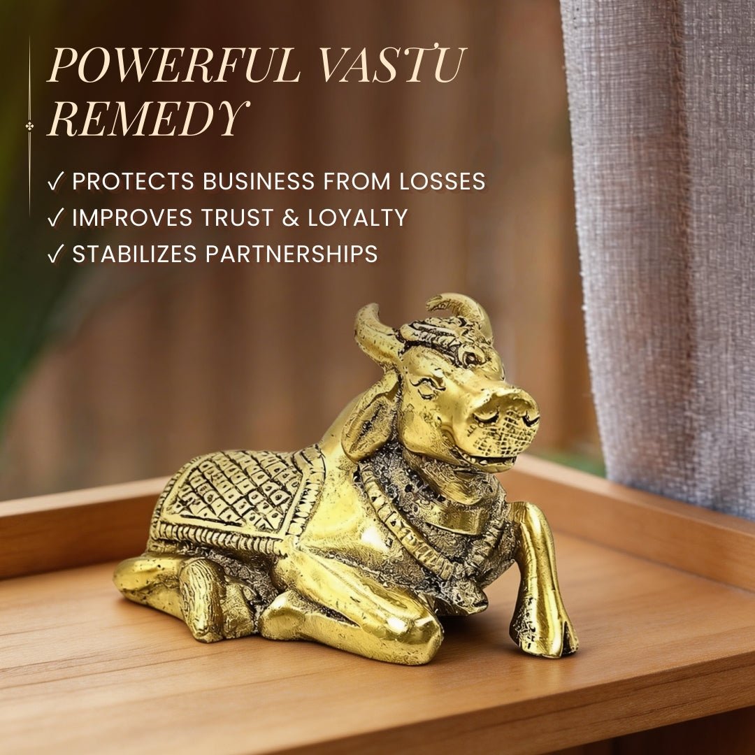 Brass Vastu Nandi Bull – Mahavastu Remedy for Business Protection and Harmony - plusvalueindia