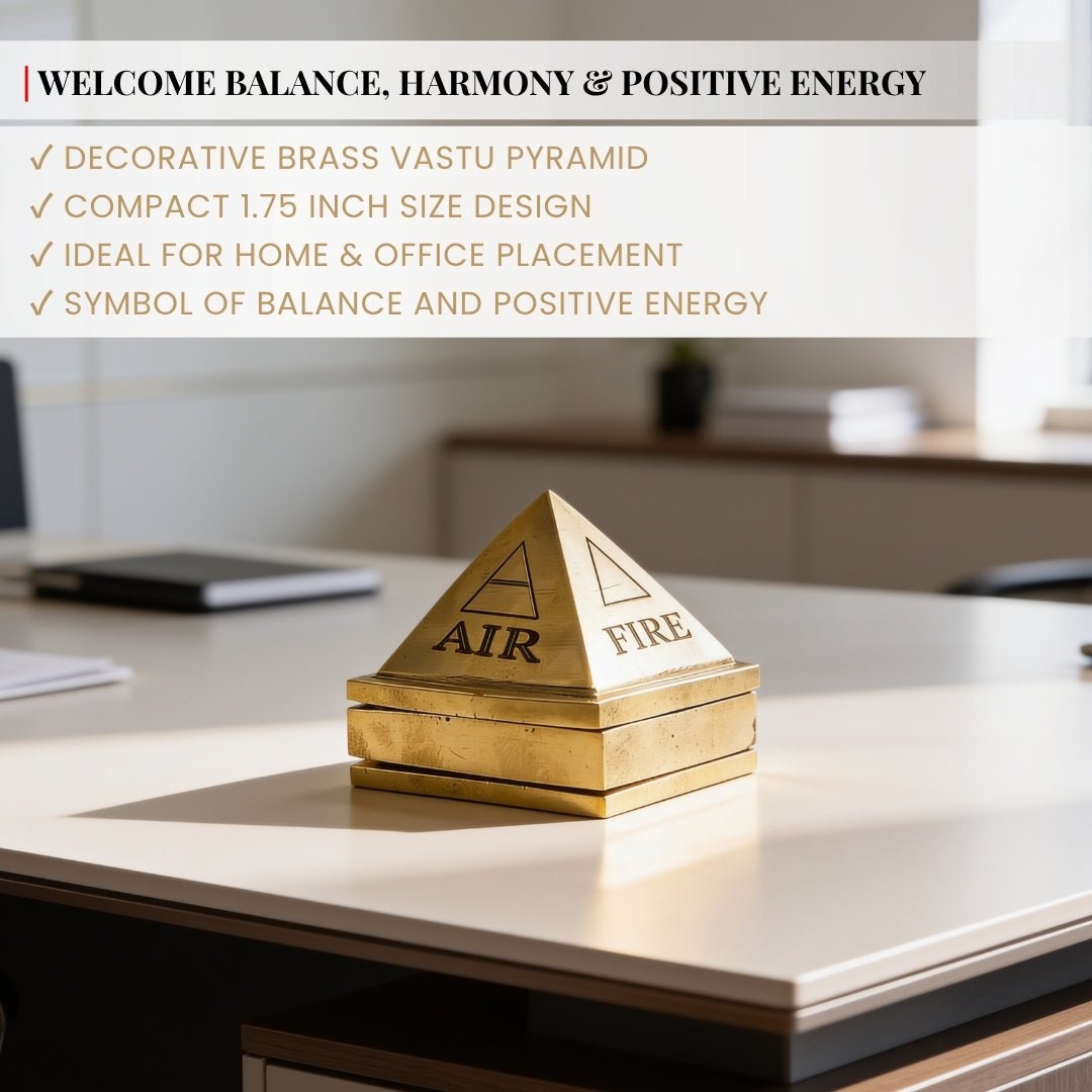 Vastu Brass Pyramid 1.75inch for Home & Office - plusvalueindia