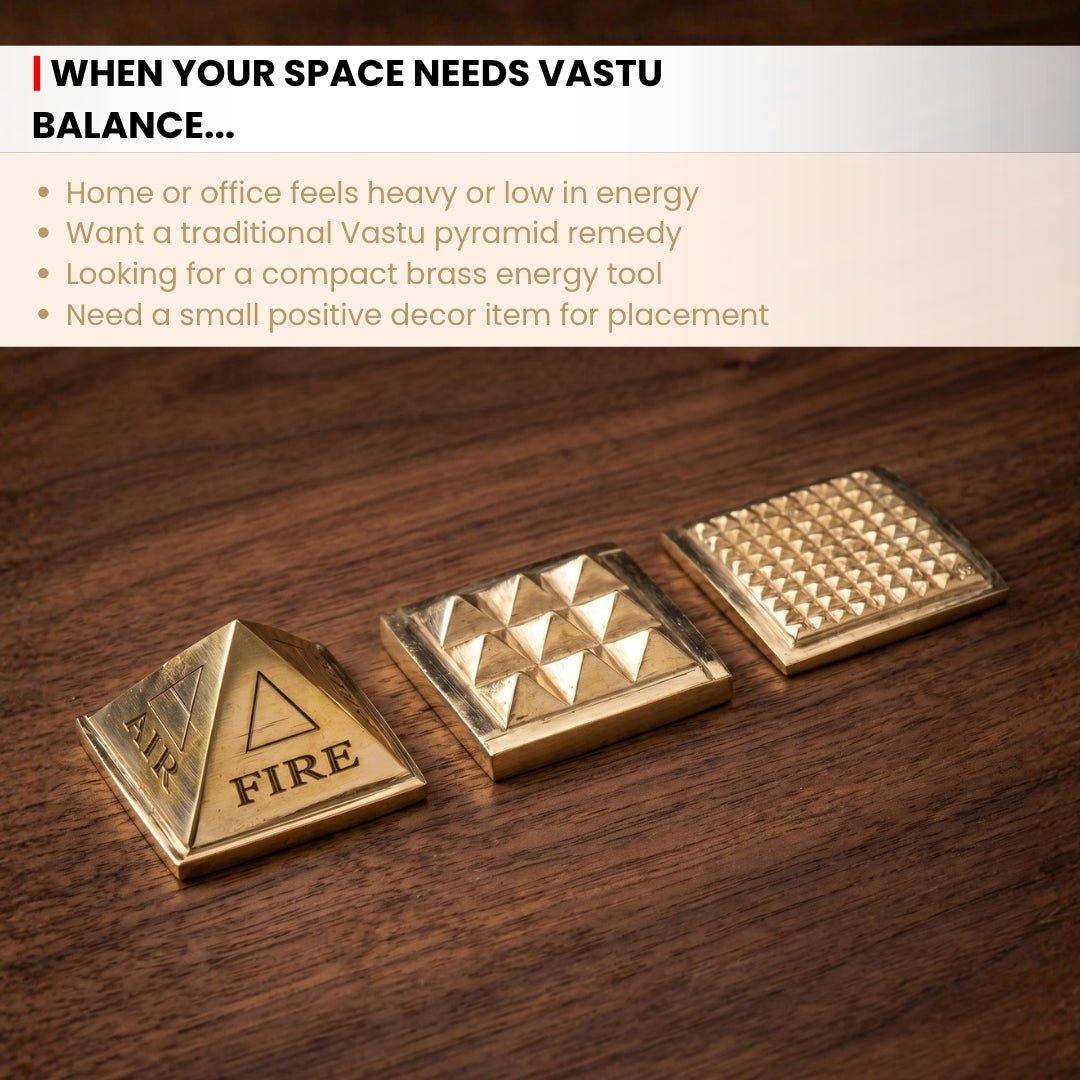 Vastu Brass Pyramid 1.75inch for Home & Office - plusvalueindia