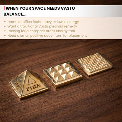 Vastu Brass Pyramid 1.75inch for Home & Office - plusvalueindia