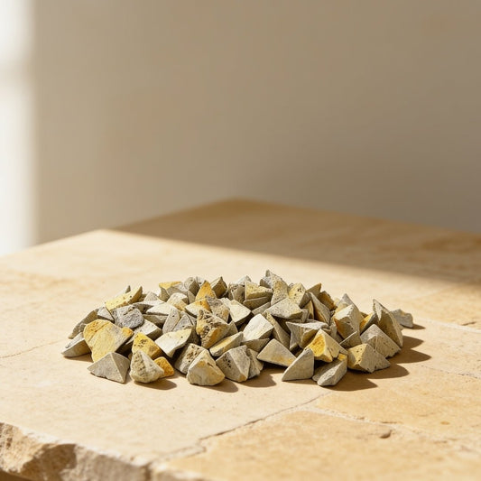 natural Bumble Bee Jasper raw rock chunks on a plain background