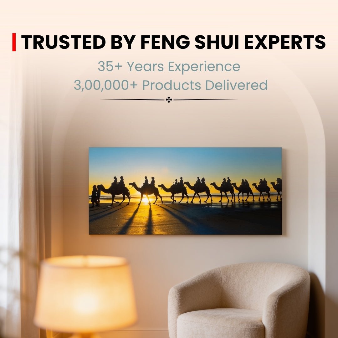 Camel Painting on Canvas – Vastu & Feng Shui Canvas Print for Home, Bedroom, Living Room & Office Decor (24 x 14 inches) - plusvalueindia