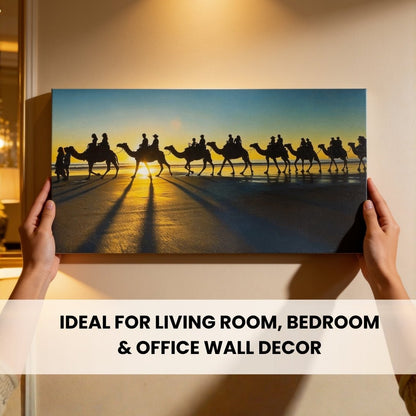 Camel Painting on Canvas – Vastu & Feng Shui Canvas Print for Home, Bedroom, Living Room & Office Decor (24 x 14 inches) - plusvalueindia