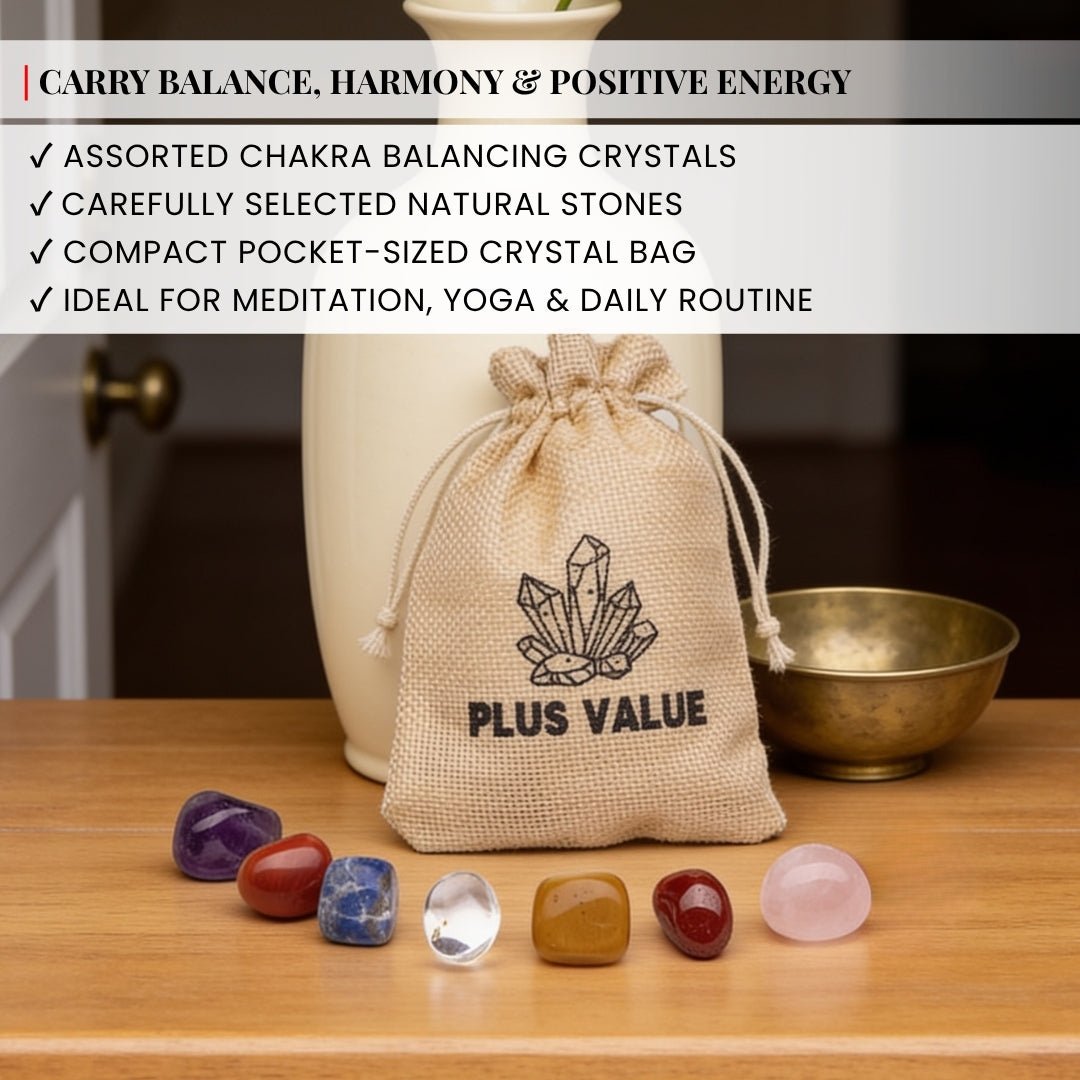 Chakra Balancing Pocket Crystal Bag, made in India by Plus Value