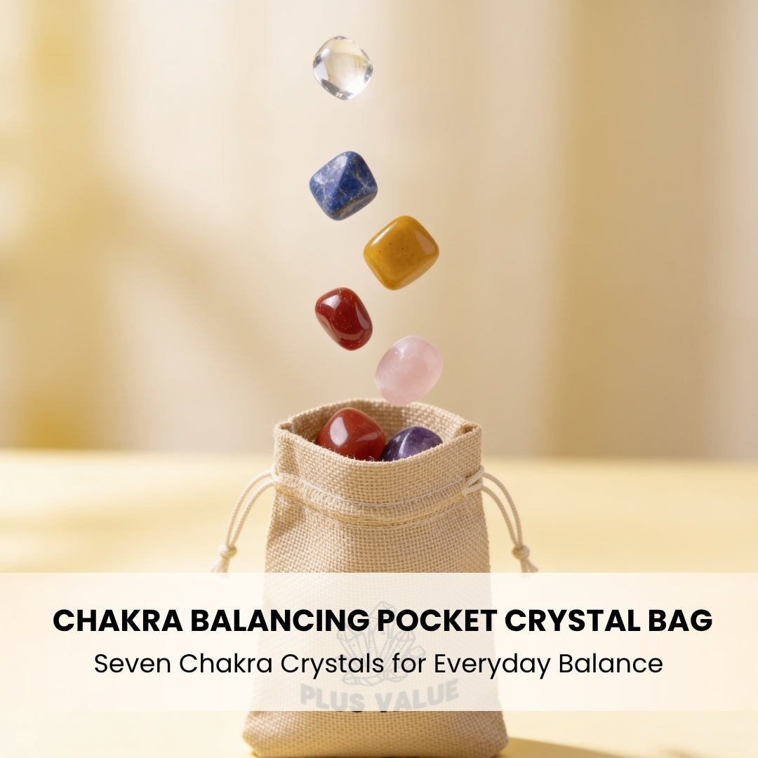 Chakra Balancing Pocket Crystal Bag, energised before dispatch by Plus Value India