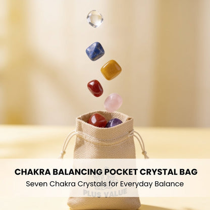 Chakra Balancing Pocket Crystal Bag, energised before dispatch by Plus Value India