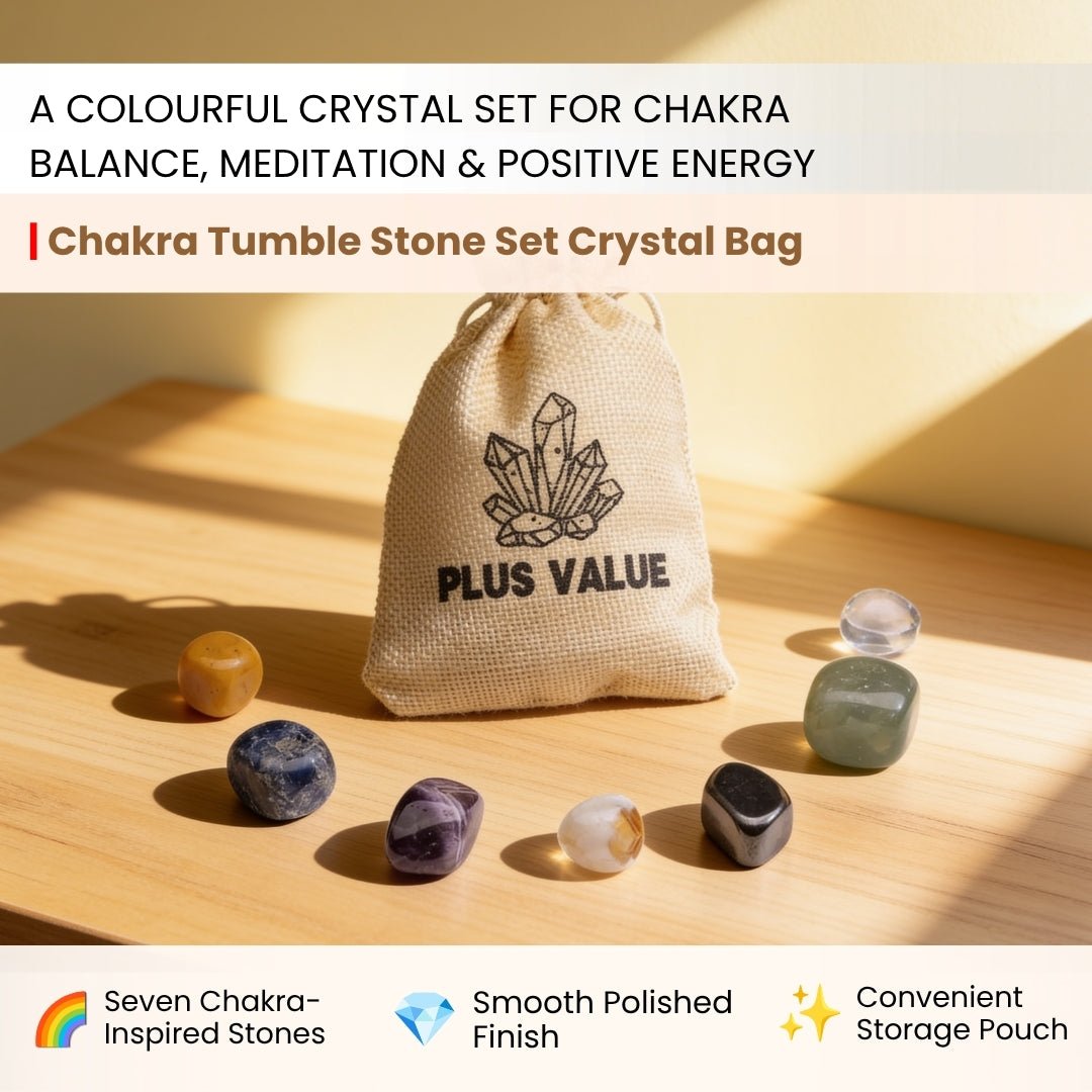 close-up of the smooth polished surfaces of the chakra tumble stones