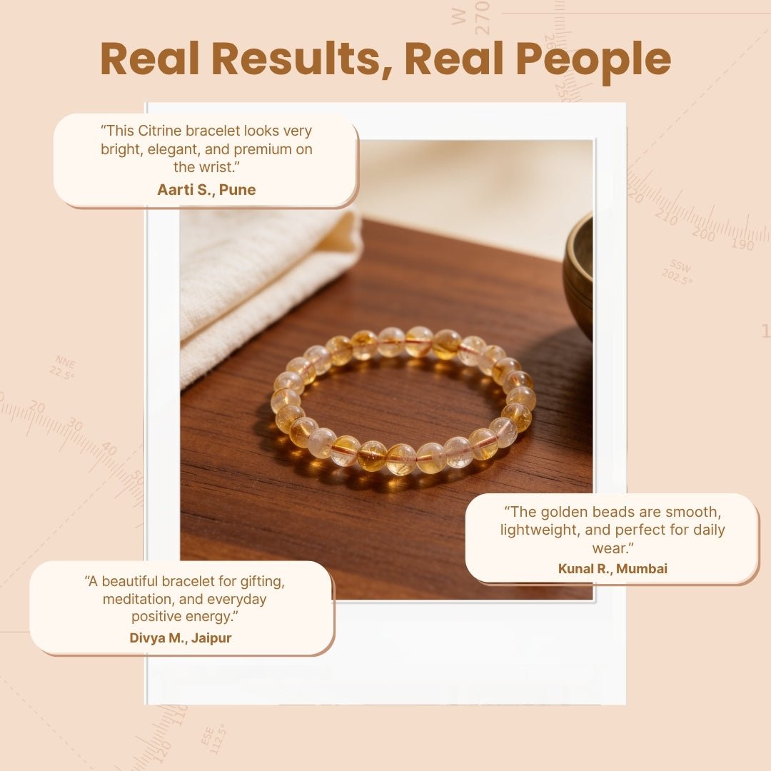 Citrine Bracelet for Financial Money & Wealth Luck Round - plusvalueindia