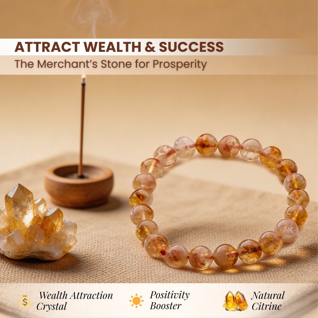 Citrine Bracelet for Financial Money & Wealth Luck Round - plusvalueindia