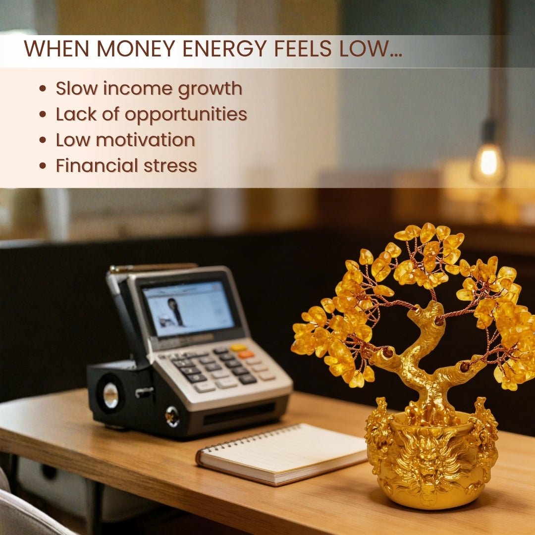 Citrine Crystal Money Tree for Wealth, Luck & Sunkissed Positivity for Home Decor & Vastu Gift - plusvalueindia