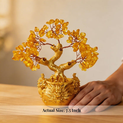 Citrine Crystal Money Tree for Wealth, Luck & Sunkissed Positivity for Home Decor & Vastu Gift - plusvalueindia