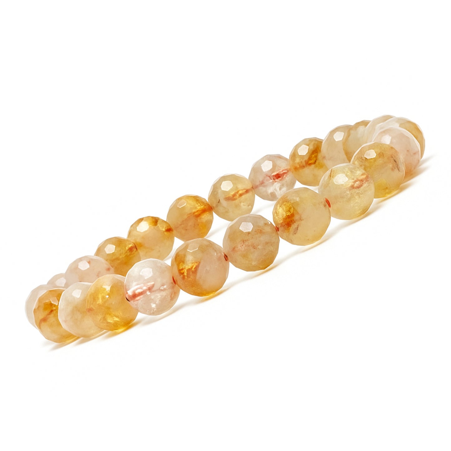 Faceted Citrine Bracelet 8mm for Financial Luck Round Beads For Men & Women