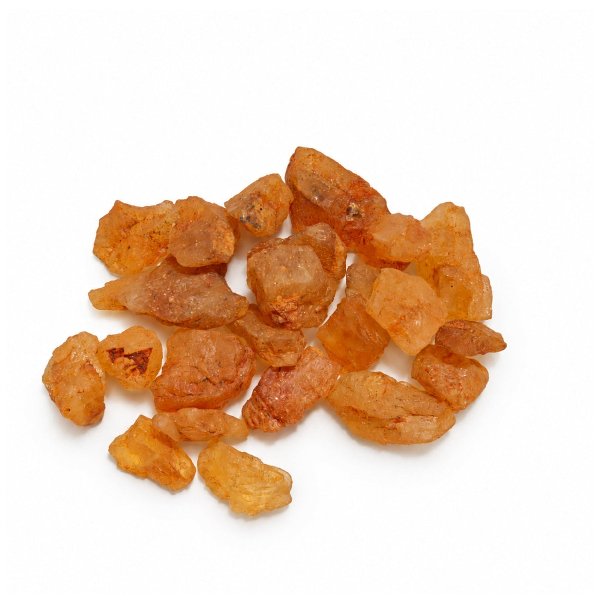 Close-up of unrefined Citrine rough stone showing natural crystalline fractures, translucent golden hues, and raw earthy texture