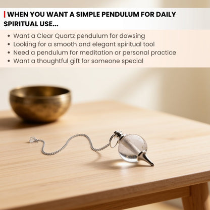 Clear Crystal Quartz Ball Dowsing Pendulum With Free 4 Dowsing Charts and Jute Bag - plusvalueindia