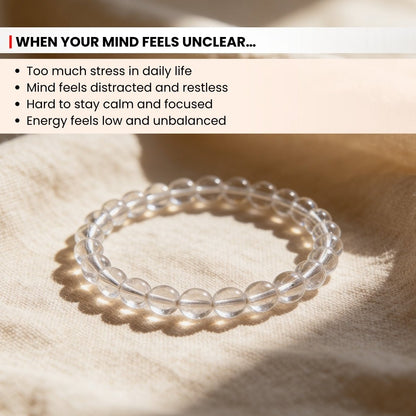 Natural Clear Quartz Crystal Beads Bracelet for Wealth, Health & Prosperity - plusvalueindia