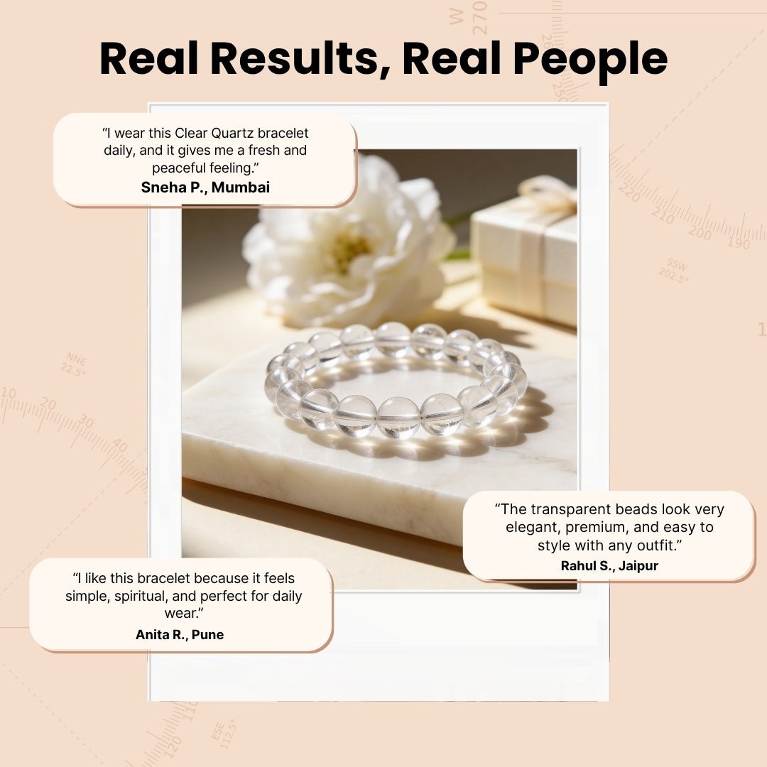 Natural Clear Quartz Crystal Beads Bracelet for Wealth, Health & Prosperity - plusvalueindia