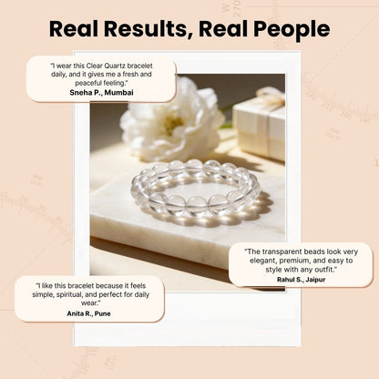 Natural Clear Quartz Crystal Beads Bracelet for Wealth, Health & Prosperity - plusvalueindia
