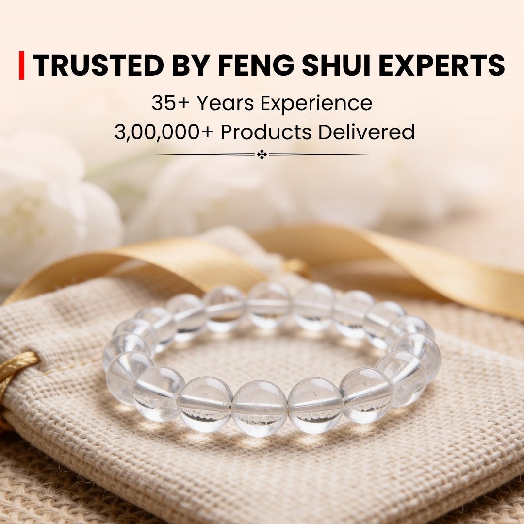 Natural Clear Quartz Crystal Beads Bracelet for Wealth, Health & Prosperity - plusvalueindia